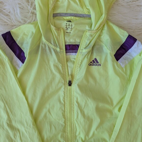 adidas Jackets & Blazers - Adidas Lightweight Running Jacket - Highlighter Yellow, Purple - size XS